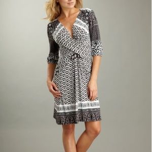 Hale Bob Black & White Patterned Dress